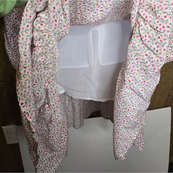 RAILS Renata long sleeve smocked v-neck midi dress in flower vines XS - Picture 10 of 15